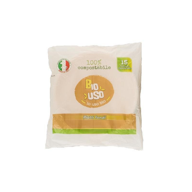 Piatti plastica biodegradabile mater-bi pz.15 fondi bio uso