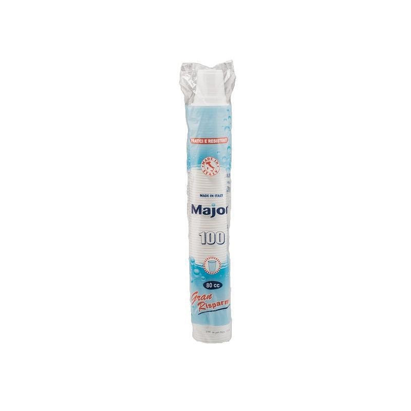 Bicchieri plastica bianchi cc. 80 pz.100 major