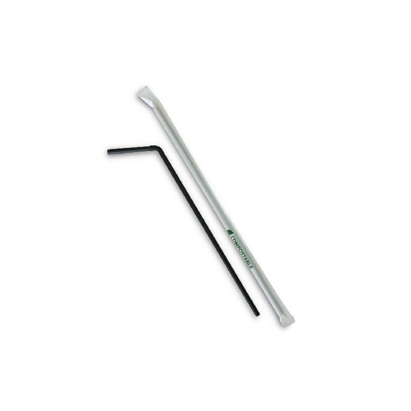 Cannucce biodegradabili con snodo incartate mm.5x24 nero pz.400