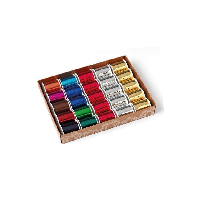 Nastrino mm.10x10mt pz.25 metallizzato colori assortiti 8270