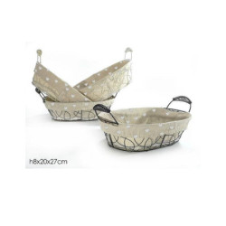 Cesto ovale metallo con stoffa e manici cm.27x20x8 art.638808