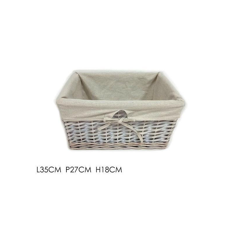Cesto rettangolare foderato cm.35x27x18 grigio art.533162