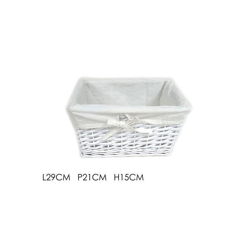Cesto rettangolare foderato cm.2 9x21x15 bianco art.533121