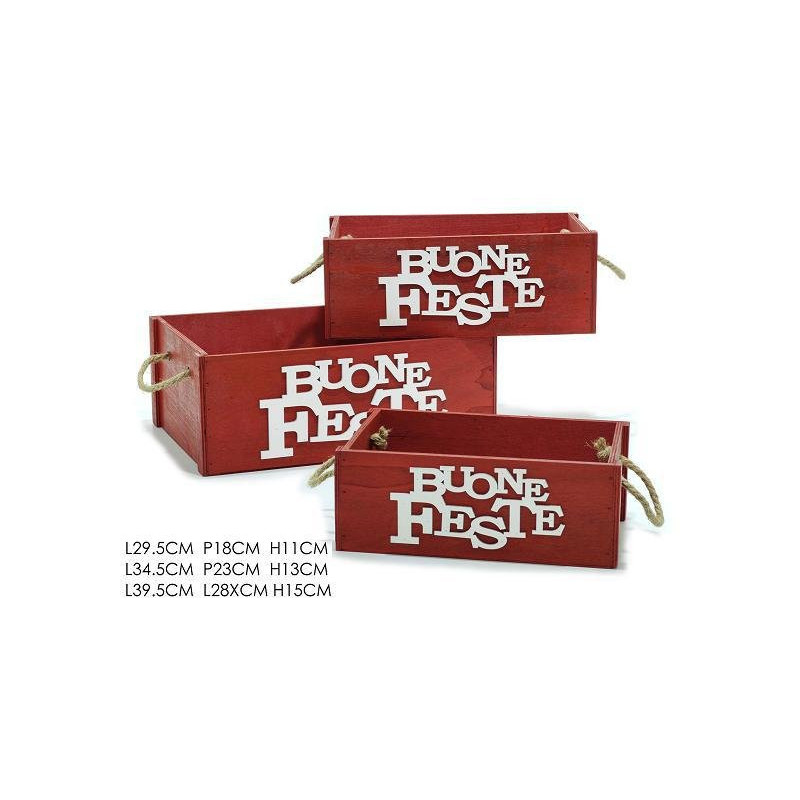 Cassette legno confezione 3pz. m isure assortite buone feste art.434878