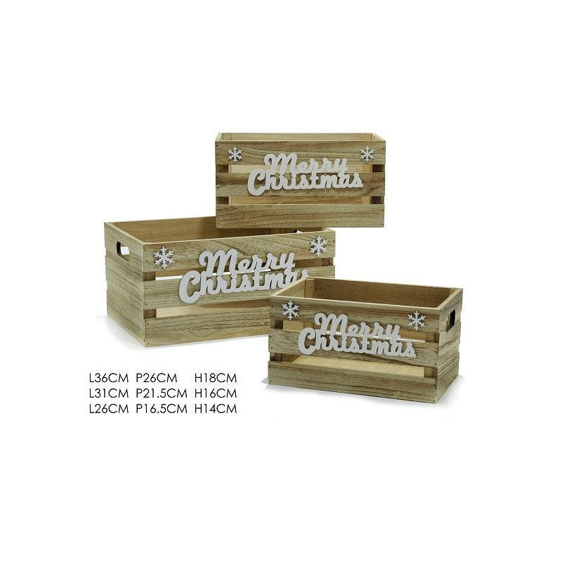 Cassette legno confezione 3pz. m isure assortite merrychristmas art434874