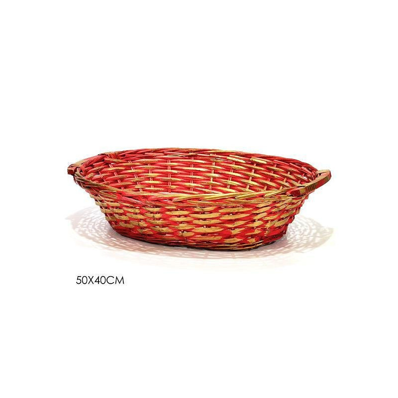 Cesto rettangolare con manici cm .46x34x12 art.434854 oro/rosso