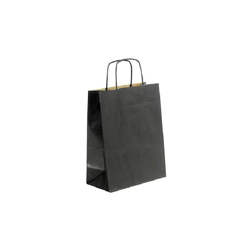 Borsa carta duplex cm.16+ 8x21 manico intrecciato nero