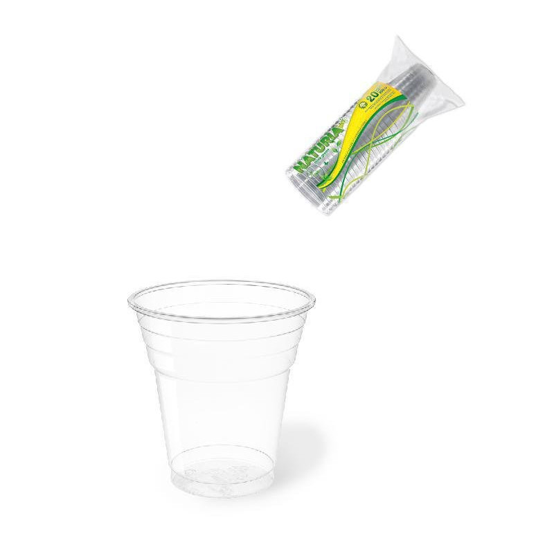 Bicchieri plastica biodegradabil e pla trasparenti cc.200 pz.20 aristea