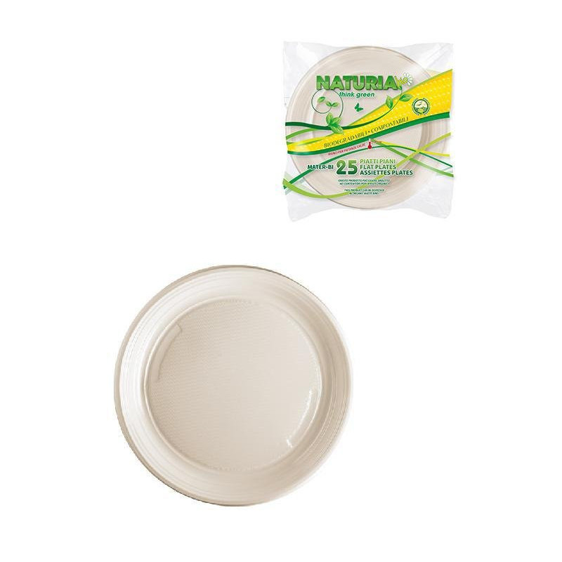 Piatti plastica biodegradabile mater-bi pz.25 piani aristea