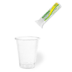 Bicchieri plastica biodegradabile pla trasparenti cc.200 pz.50 aristea