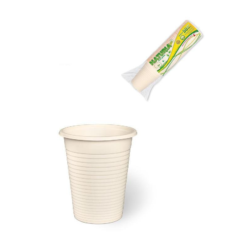 Bicchieri plastica biodegradabile mater-bi bianchi cc.200 pz.50 aristea