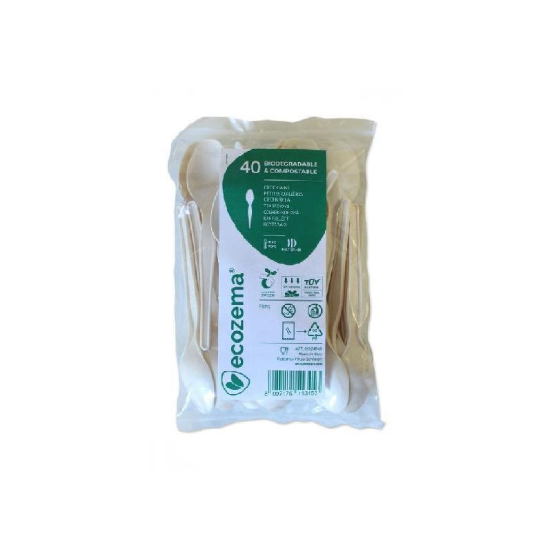 Cucchiaini plastica biodegradabi le mater-bi pz.40 ecozema max 70 c