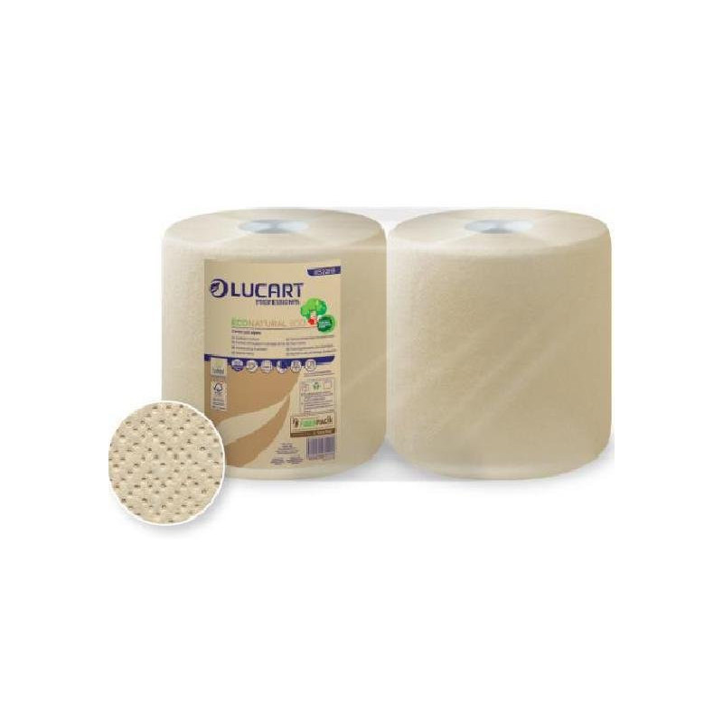 Lucart natural bobina 2 veli 800 strappi mt.200 carta reciclata goffrata