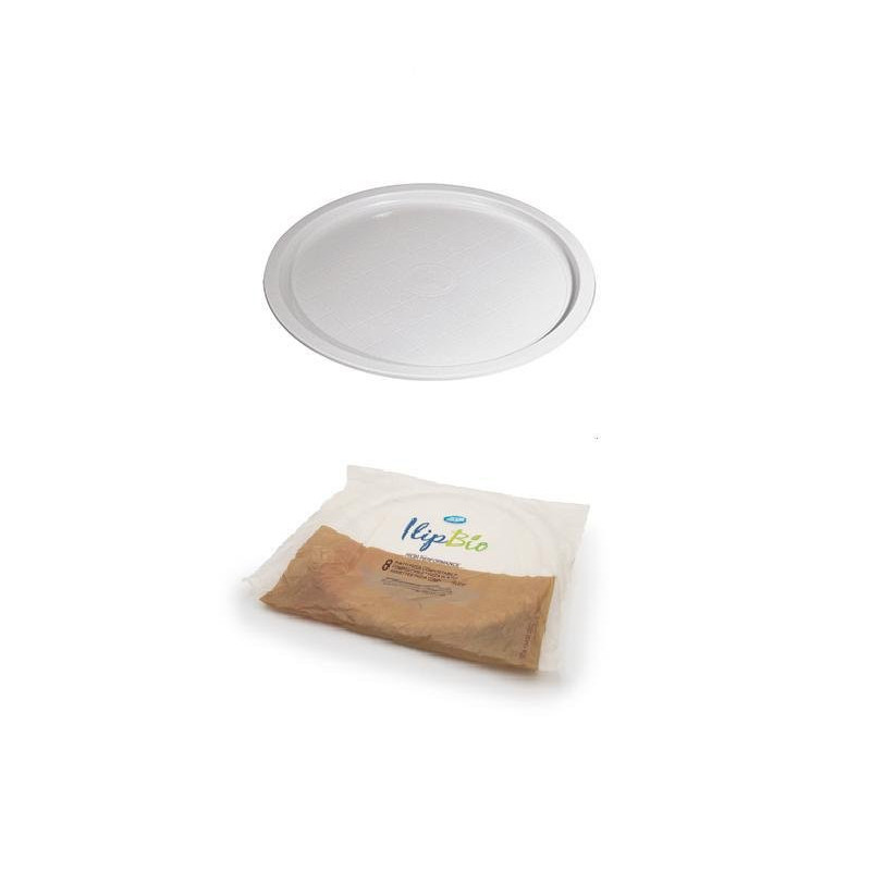 Piatti plastica biodegradabile m ater-bi pz. 8 pizza gr.32 ilip max 70°