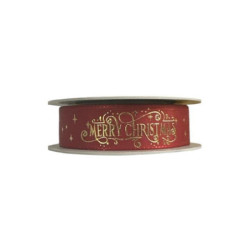 Nastrino rotolo cm.2,5x15 doppio raso merry christmas rosso