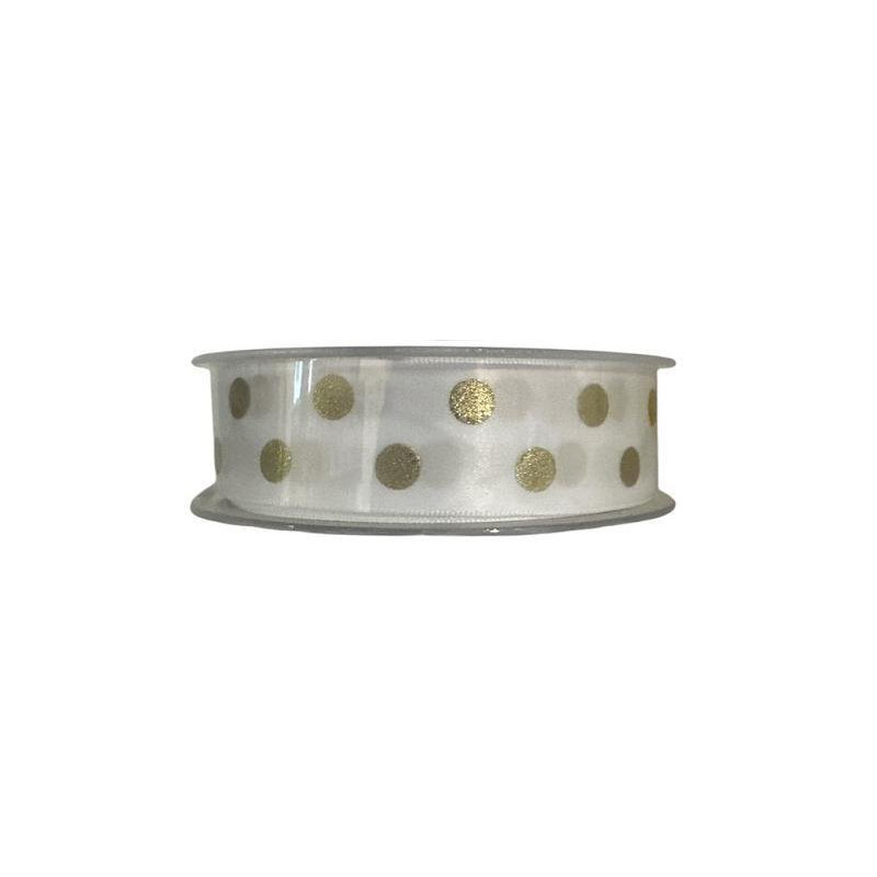 Nastrino rotolo cm.2,5x2,5 doppi o raso pois dorato bianco/oro