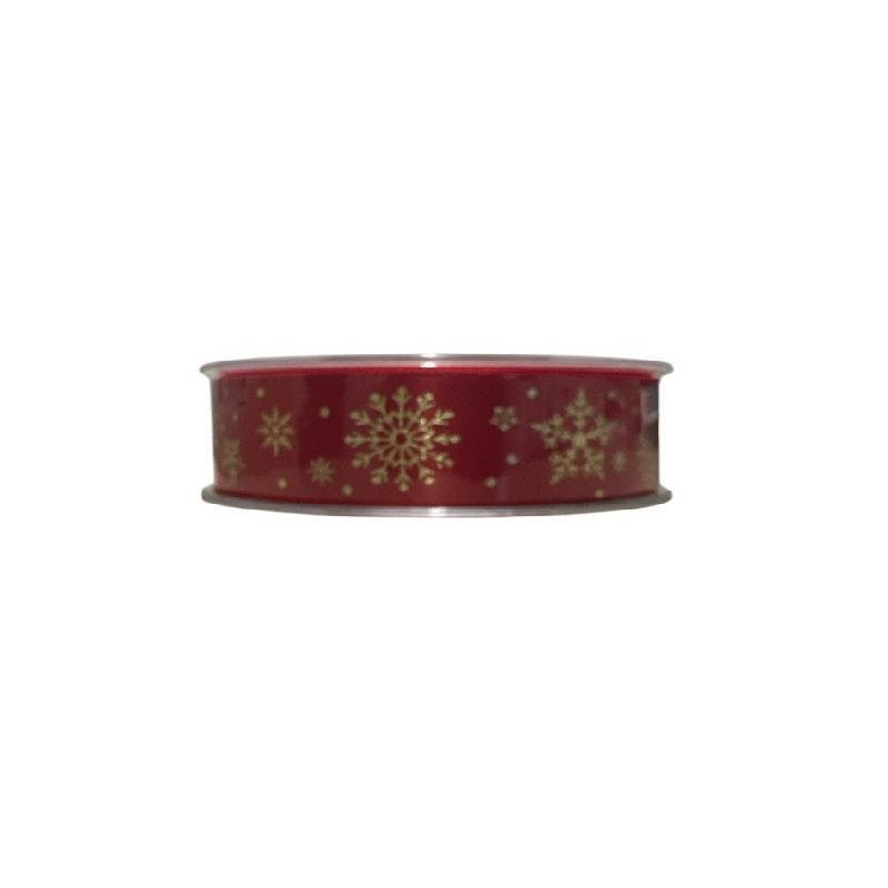 Nastrino rotolo cm.2,5x2,5 doppi o raso fiocchi di neve rosso