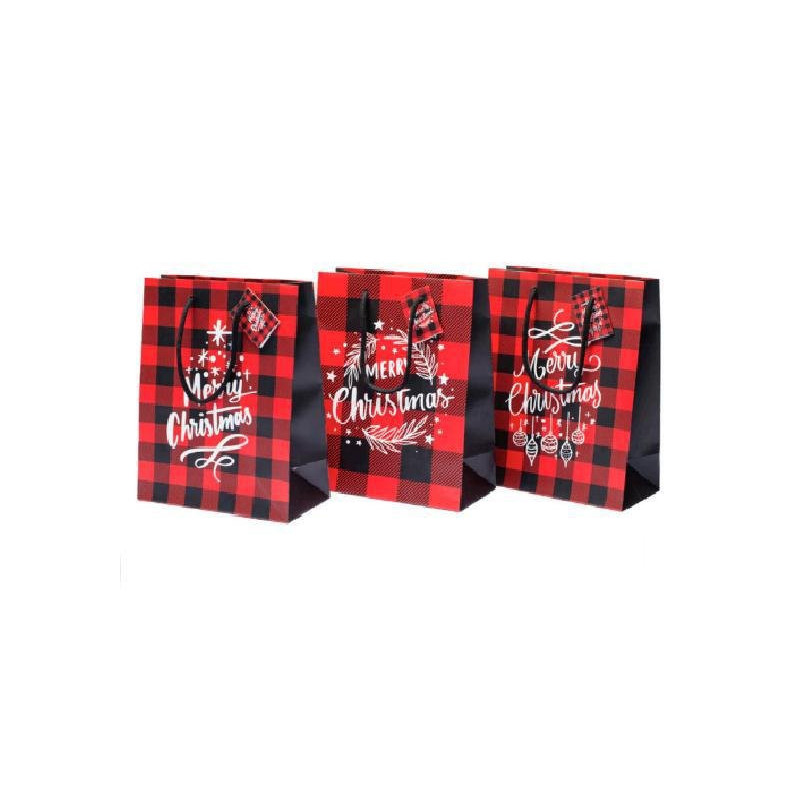 Borsa carta natale cm.26+9x32 ch ristmas tartan shm103mix