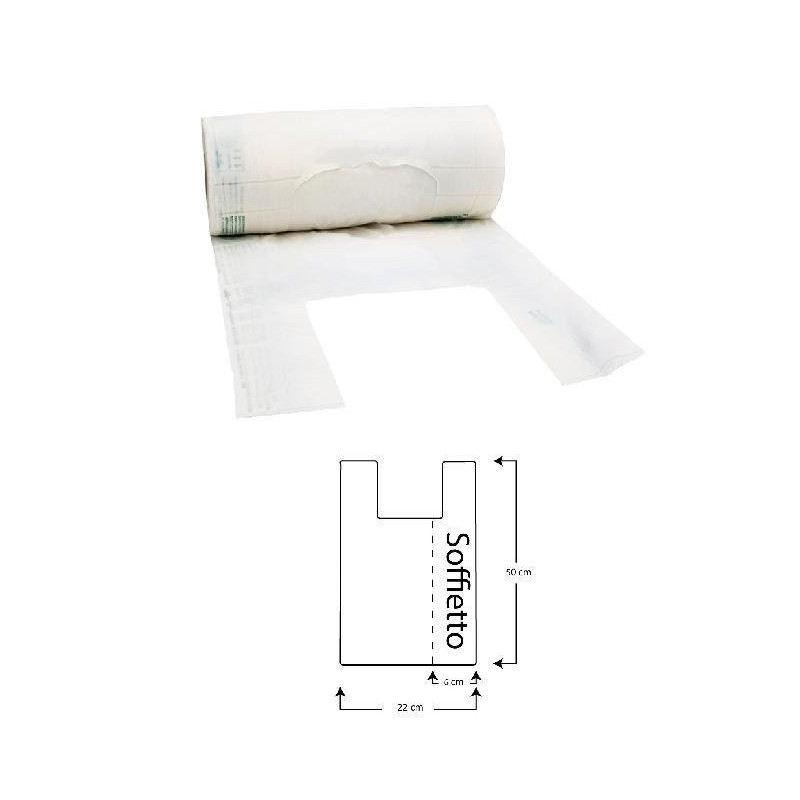 Shopper mater-bi compost in rotolo cm.22+12x50 pz.150