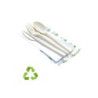 Tris (forchetta,coltello,cucchiaio e tovagliolo) biod./compost. pz.100