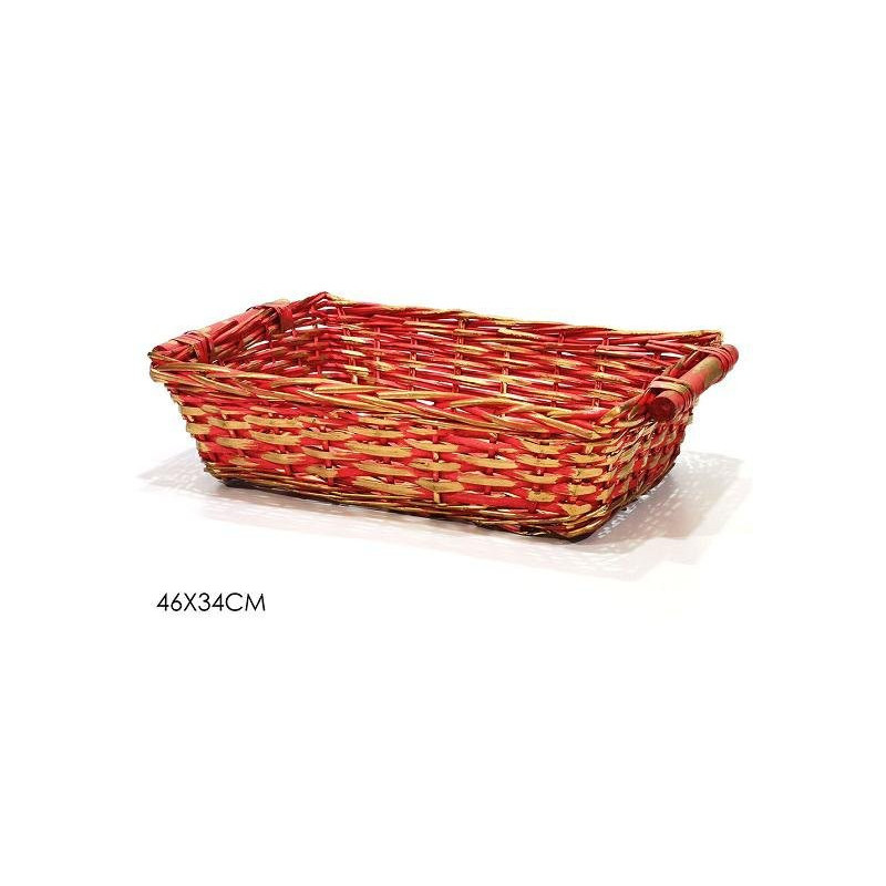 Cesto rettangolare con manici cm .46x34x12 art.434858 oro/rosso