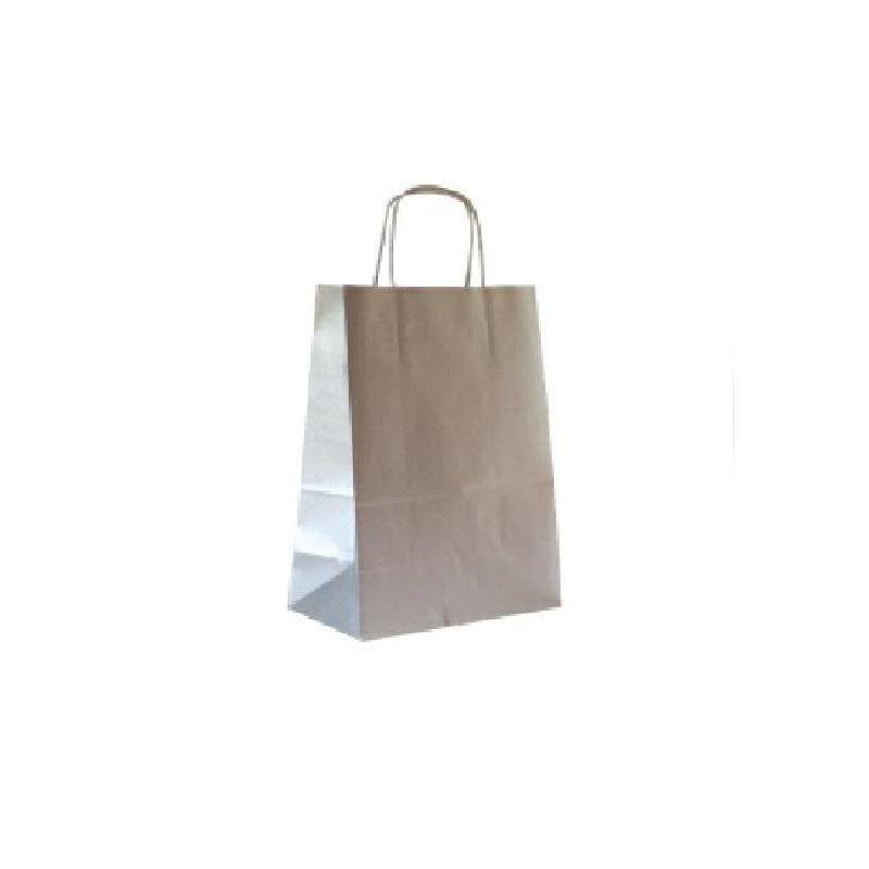 Borsa carta duplex cm.22+12x31 manico intrecciato argento