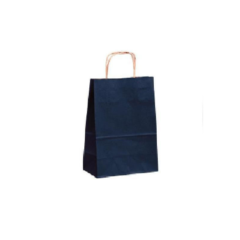 Borsa carta duplex cm.36+12x41 manico intrecciato blu