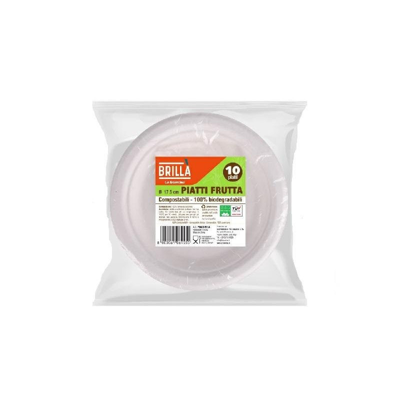 Piatti polpa cellulosa bio dessert cm.18 pz.10 max 100°