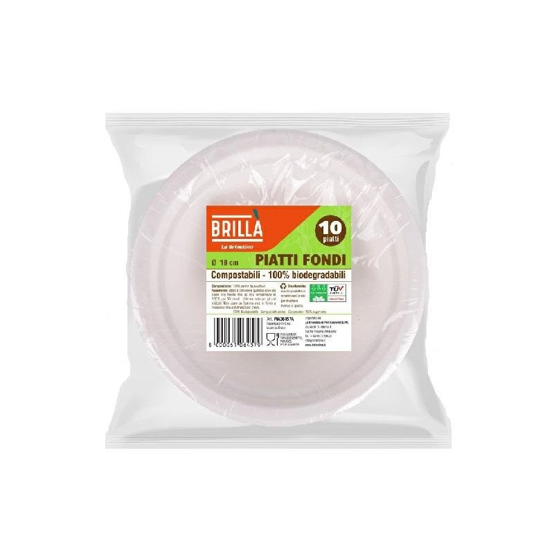 Piatti polpa cellulosa bio fondi cm.18 pz.10 max 100°