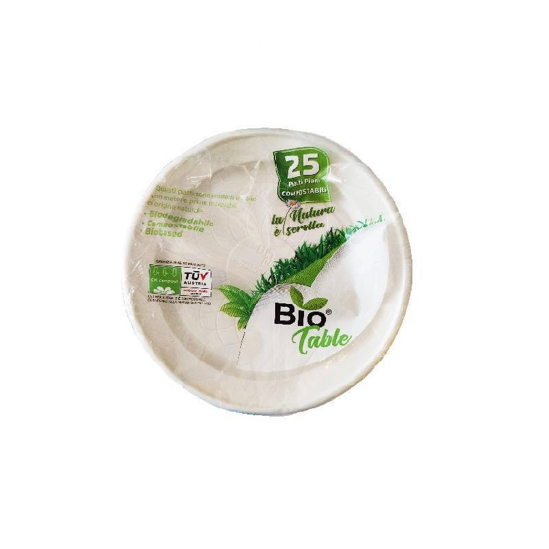 Piatti plastica biodegradabile mater-bi pz.25 piani biotable