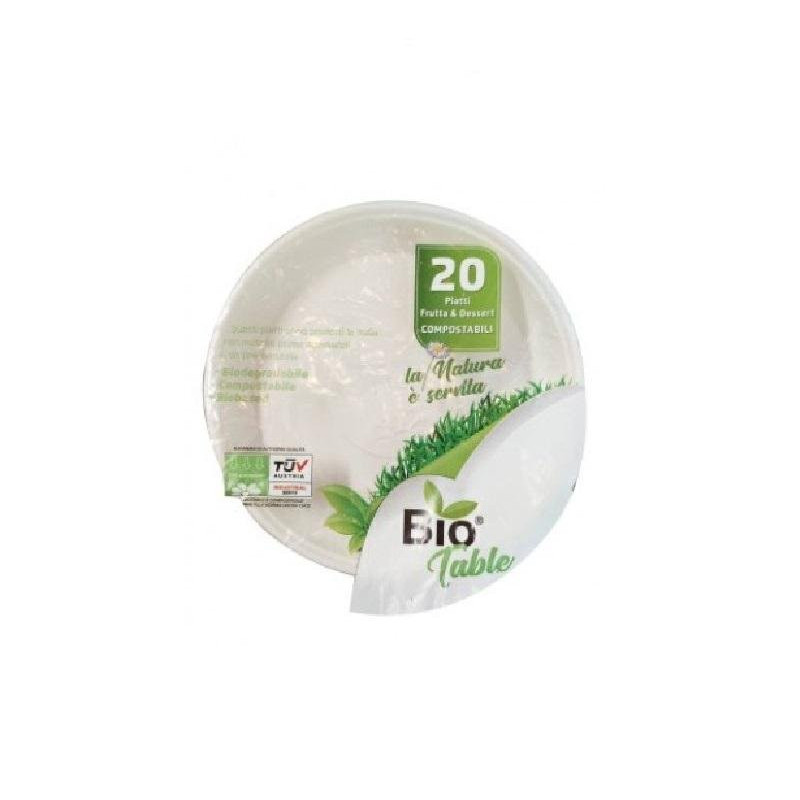 Piatti plastica biodegradabile mater-bi pz.20 dessert biotable