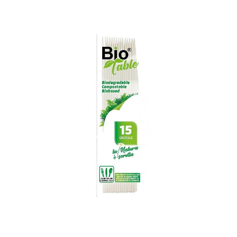 Coltelli plastica biodegradabile mater-bi pz.15 biotable