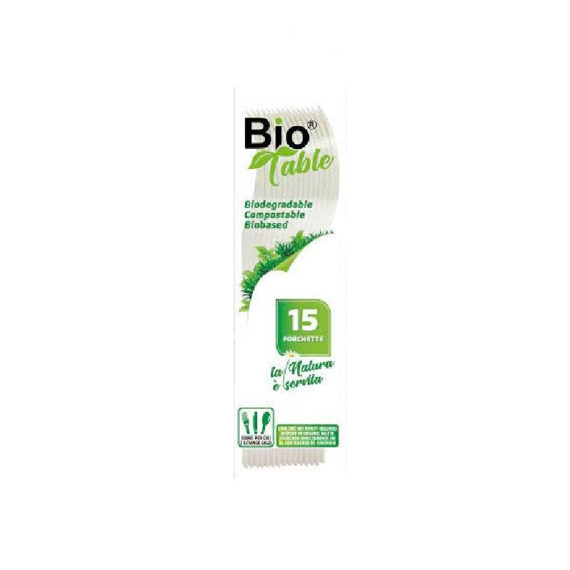 Forchette plastica biodegradabile mater-bi compostabili pz.15 biotable