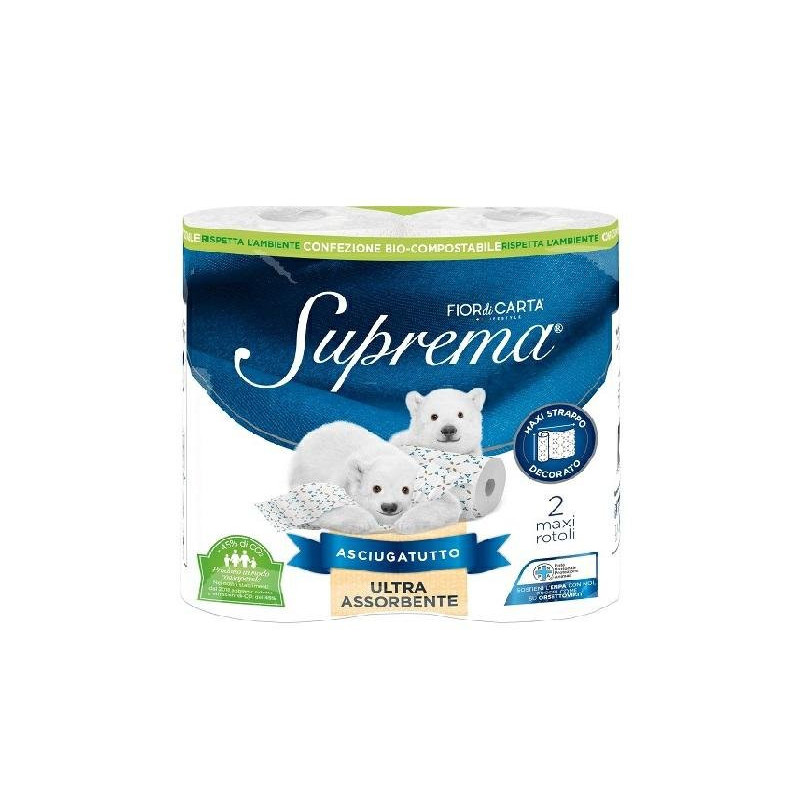 Fior di carta asciugatutto suprema 3 veli 85 strappi 2 rotoli decorato