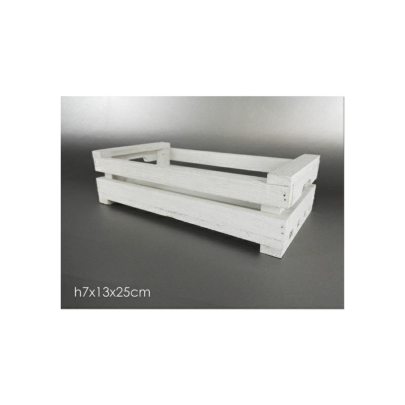 Cassetta legno bianca 2 stecche cm.25x13x7 art.639458