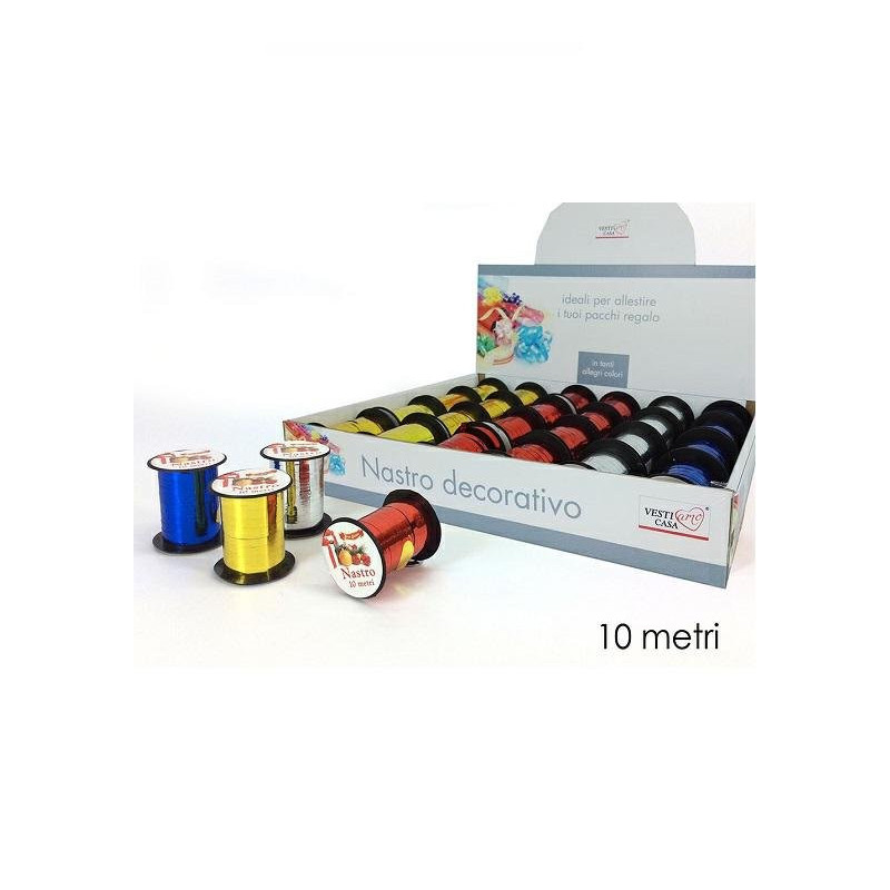 Nastrino mm.10x10mt lucido color i assortiti art.890001