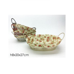 Cesto ovale con stoffa e manici cm.27x20x8 art.638811