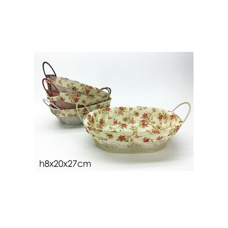 Cesto ovale con stoffa e manici cm.27x20x8 art.638811