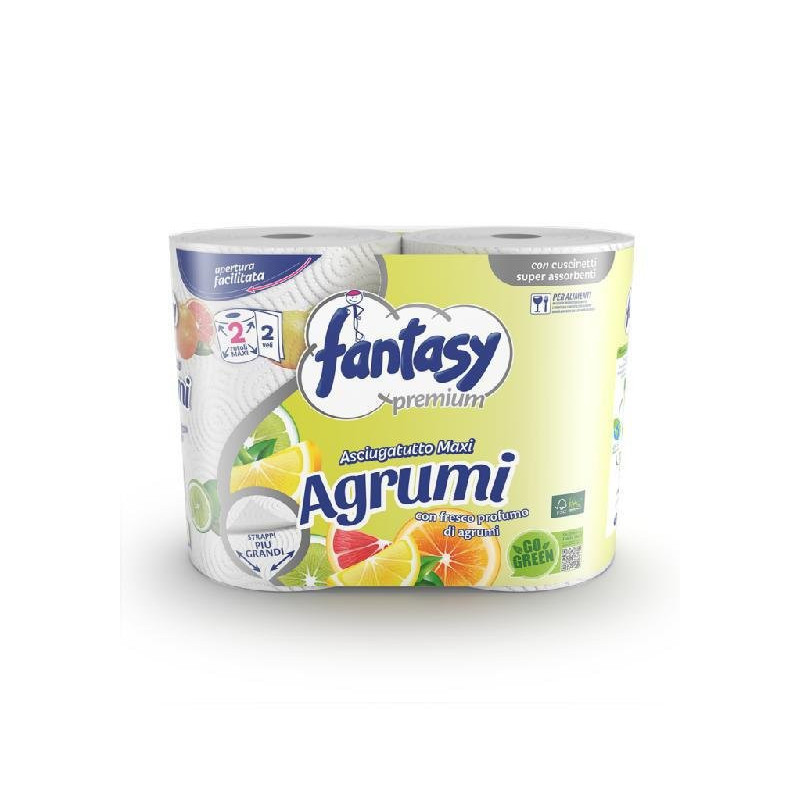 Fantasy asciugatutto 200 strappi maxi agrumi 2 veli 2 rotoli decorato