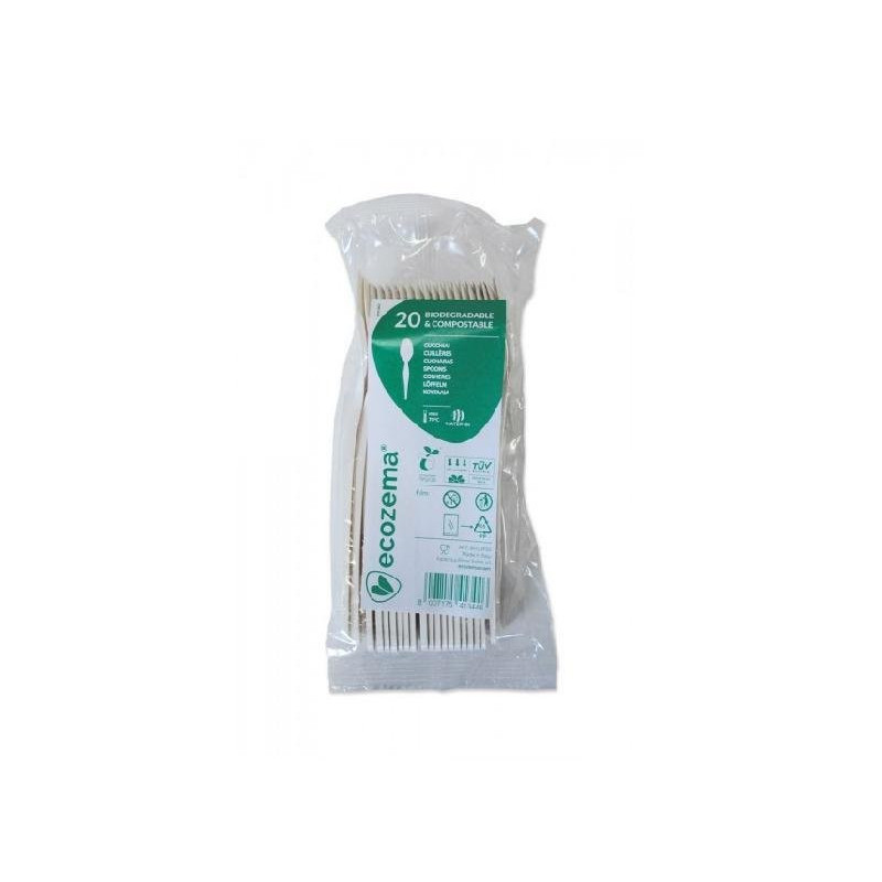 Cucchiai plastica biodegradabile mater-bi pz.20 ecozema max 70 c