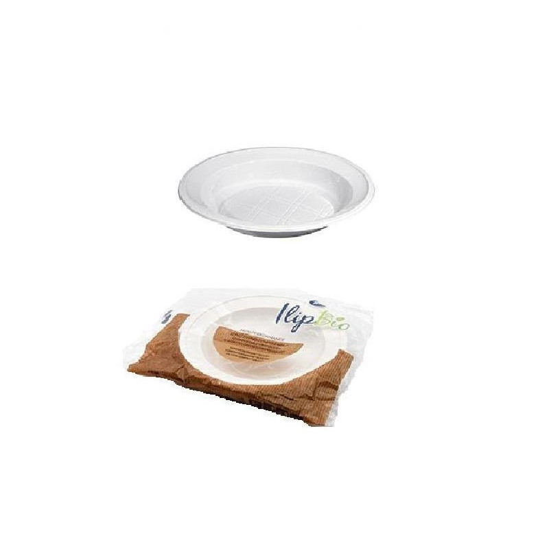Piatti plastica biodegradabile mater-bi pz.12 fondi gr.13 ilip max 70°