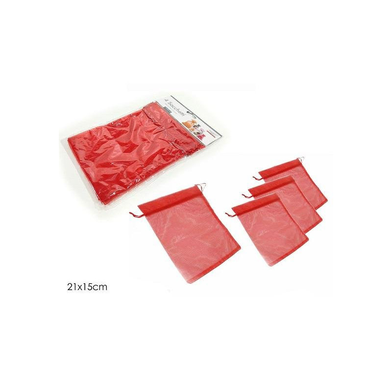 Sacchetti organza cm.15x21 pz.4 rosso art.490837