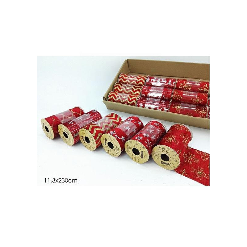 Nastrino rotolo cm.11,3xmt.2,3 t ipo raso rosso/oro art.411912