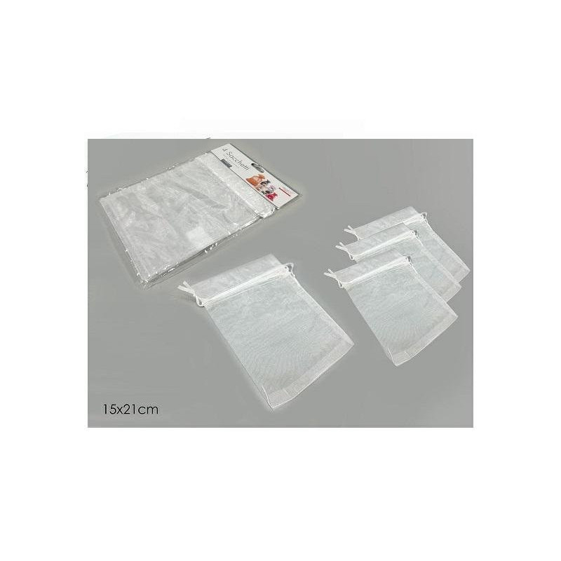 Sacchetti organza cm.15x21 pz.4 bianco art.490844