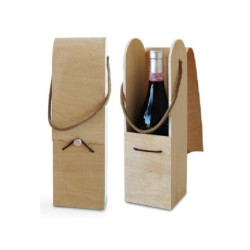 Cassetta legno 1 bottiglia cofan etto foglia di palma cm.33x9+9 sct992