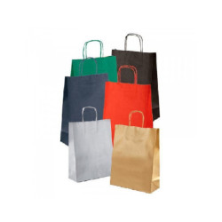 Borsa carta duplex cm.16+ 8x21 manico intrecciato colori assortiti