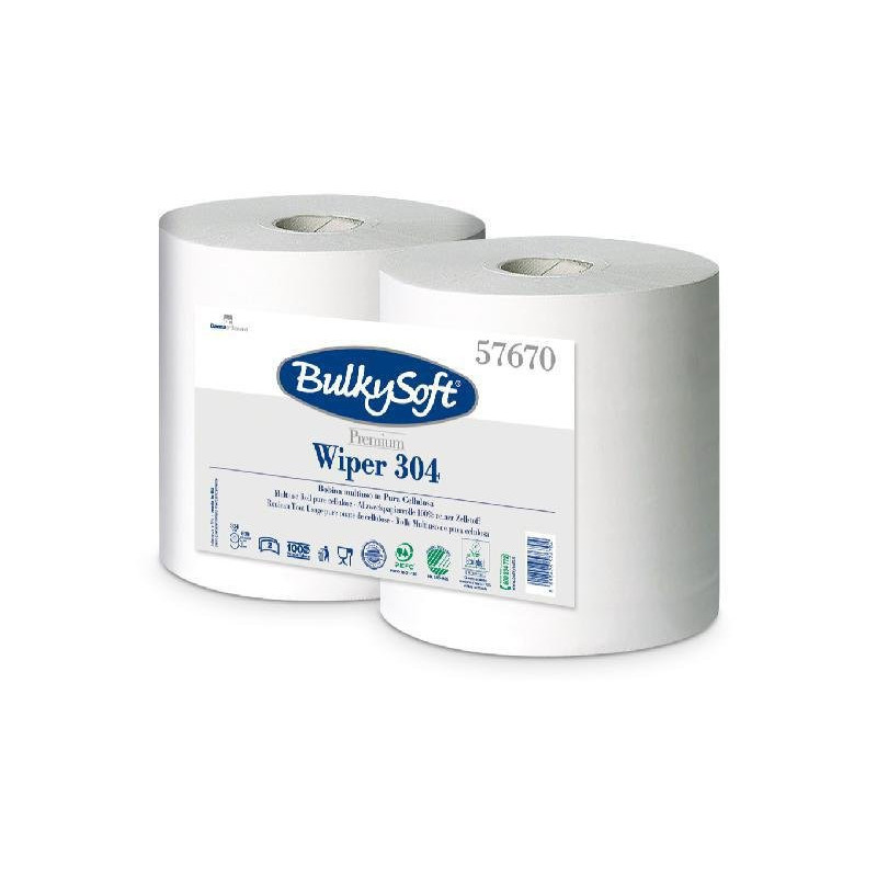 Bulky soft bobina carta 800 strappi mt.304 2 veli liscia pura cellulosa