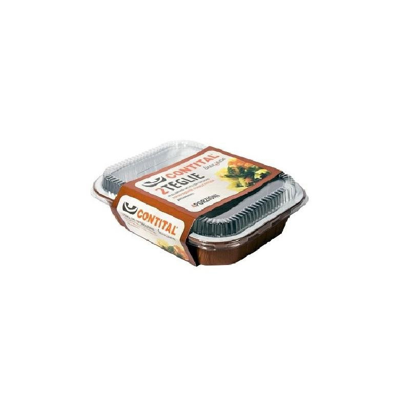 Contenitori alluminio terracotta 6 porzioni (6p) pz.2 con coperchio