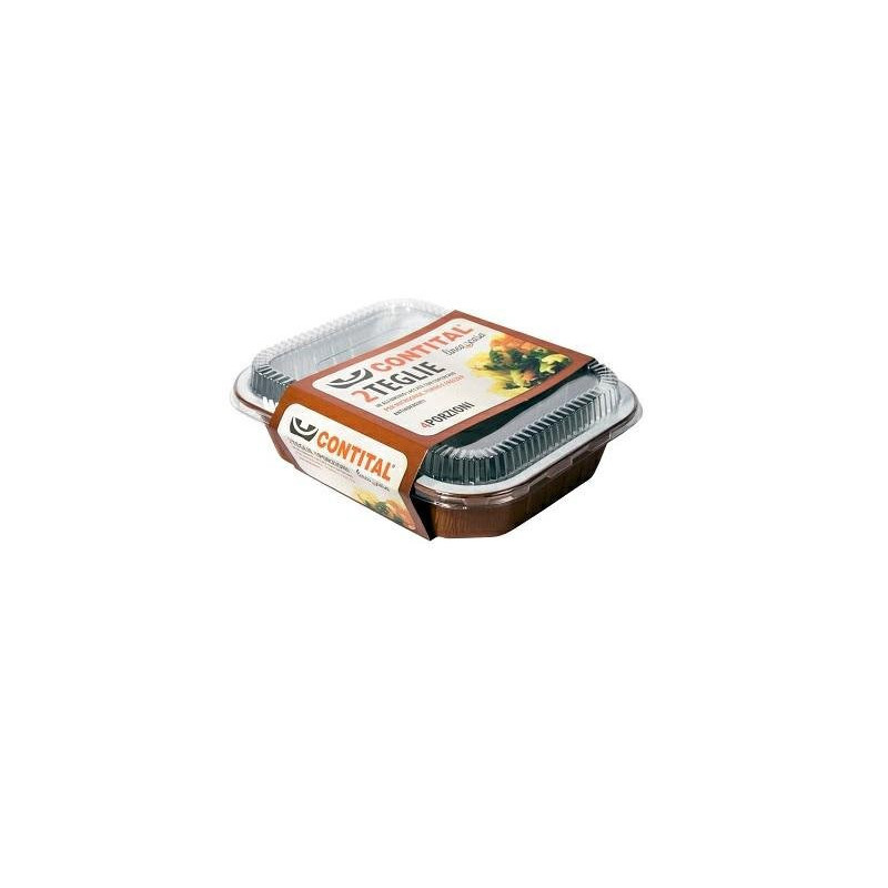 Contenitori alluminio terracotta 2 porzioni pz.2 con coperchio