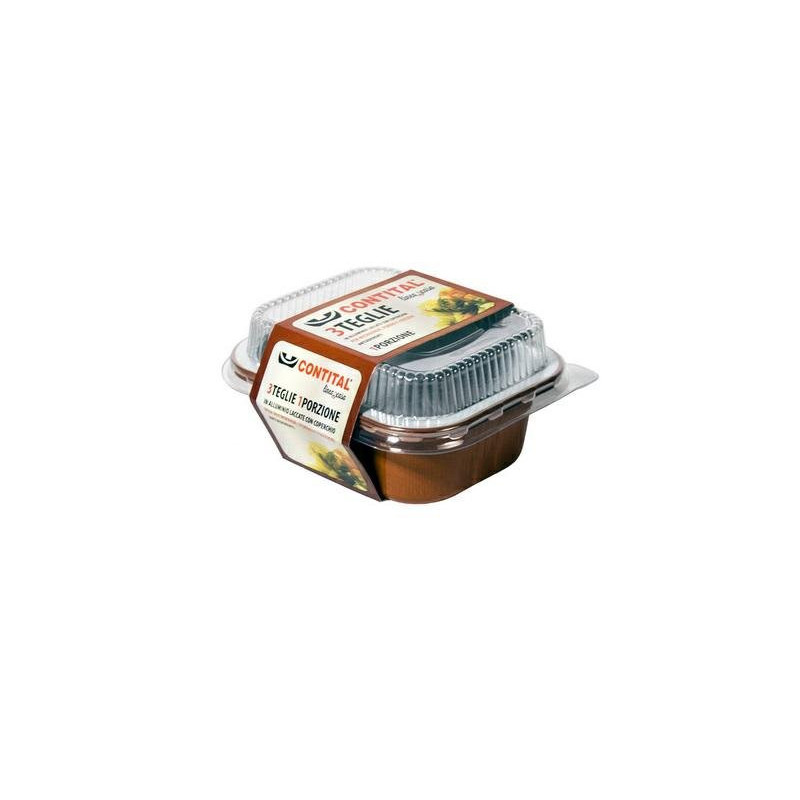 Contenitori alluminio terracotta 2 porzioni (1p) pz.2 con coperchio